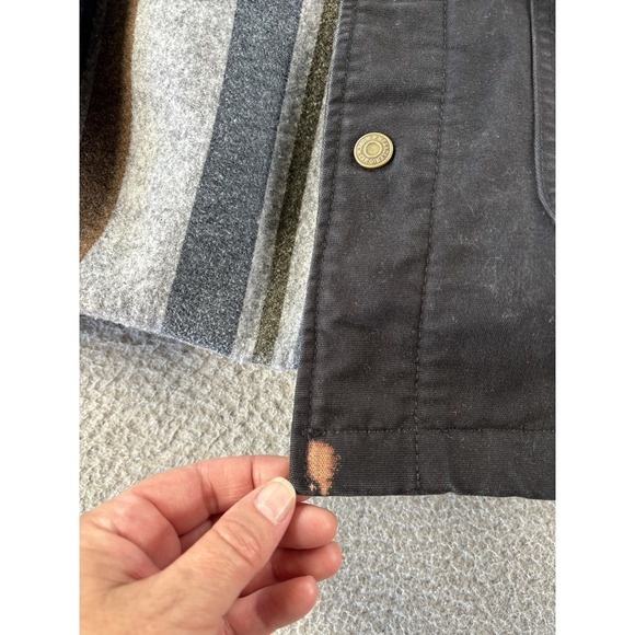 Wrangler Blanket Lined Jacket Mens Large Distressed Black Workwear - Picture 11 of 16